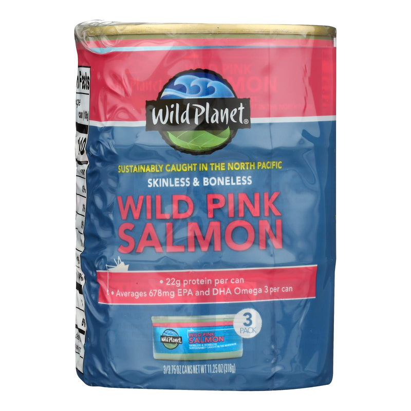 An image displaying Wild Planet - Wild Pink Salmon Boneless Skinless - Case Of 12 - 3.75 Oz by Wild Planet