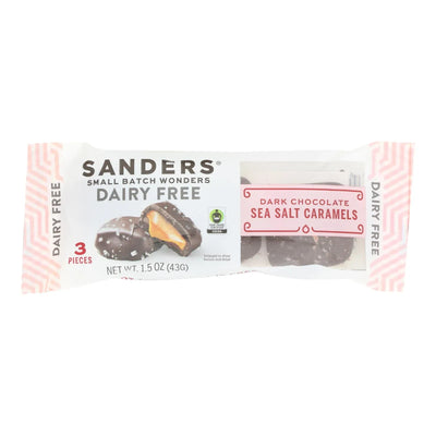 An image displaying Sanders - Caramels Dark Chocolate Sea Salt - Case Of 8 - 1.5 Ounces by Sanders