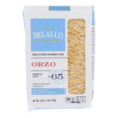 An image displaying Delallo - Pasta Orzo Number 65 - Case Of 12-16 Ounces by Delallo