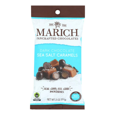 An image displaying Marich - Caramels Dark Chocolate Sea Salt Squares - Case Of 12 - 2 Ounce by Marich