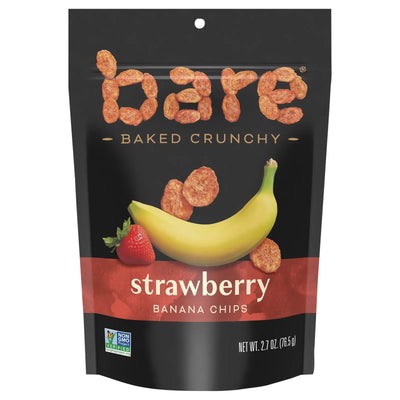 An image displaying Bare Fruit - Banana Chips Strawberry - Case Of 12 - 2.7 Ounces by Bare Fruit