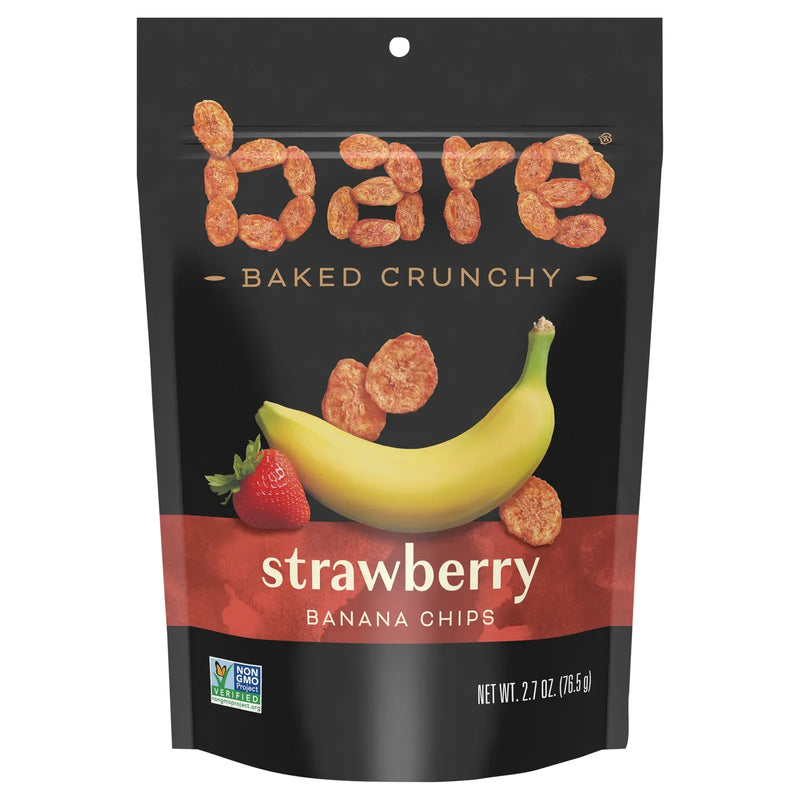 An image displaying Bare Fruit - Banana Chips Strawberry - Case Of 12 - 2.7 Ounces by Bare Fruit
