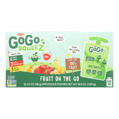 An image displaying Gogo Squeez - Gogo Aplsce Variety Squeeze - Case Of 6 - 12/3.2oz by Gogo Squeez