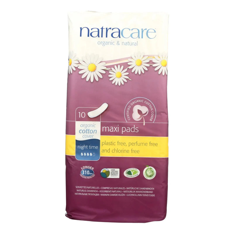 An image displaying Natracare Natural Night Time Pads - 10 Pack by Natracare