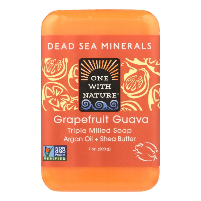 An image displaying One With Nature Triple Milled Soap Bar - Grapefruit Guava - 7 Ounce by One With Nature