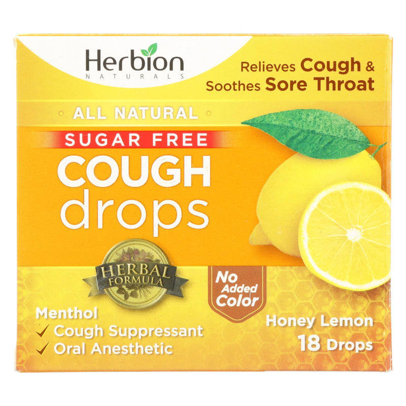 An image displaying Herbion Naturals Honey Lemon Cough Drops - 1 Each - 18 Ct by Herbion Naturals