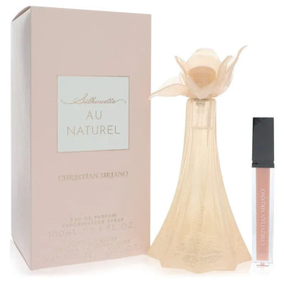 An image displaying Christian Siriano Au Naturel by Christian Siriano Eau De Parfum Spray + 0.21 oz Nude Lip Gloss 3.4 oz for Women by Christian Siriano