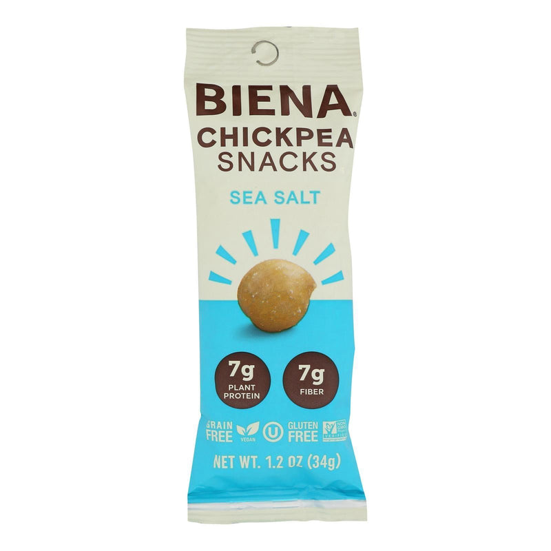 Biena Chickpea Snacks - Sea Salt - Case Of 10 - 1.2 Ounce.