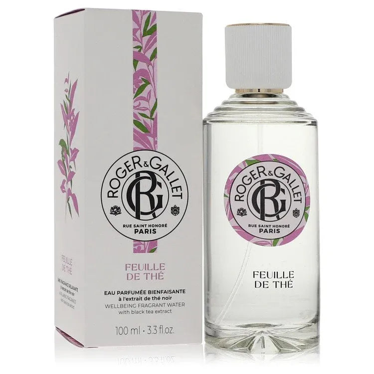 An image displaying Roger & Gallet Feuille De The by Roger & Gallet Fresh Fragrant Water Spray 3.3 oz for Women by Roger & Gallet