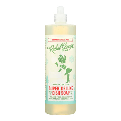 An image displaying Rebel Green - Liquid Dish Soap - Frankincense And Pine - Case Of 4 - 16 Ounce by Rebel Green