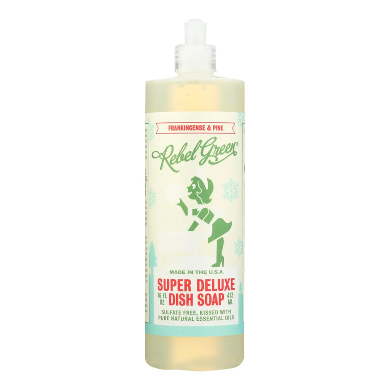 An image displaying Rebel Green - Liquid Dish Soap - Frankincense And Pine - Case Of 4 - 16 Ounce by Rebel Green