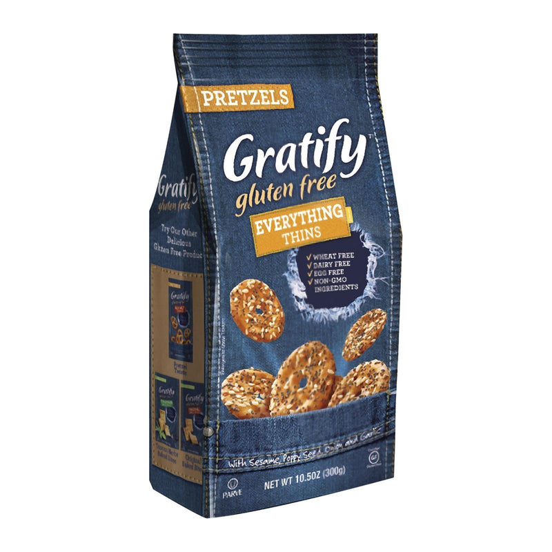 Gratify Pretzel Thin - Everything - Case Of 6 - 10.5 Ounce