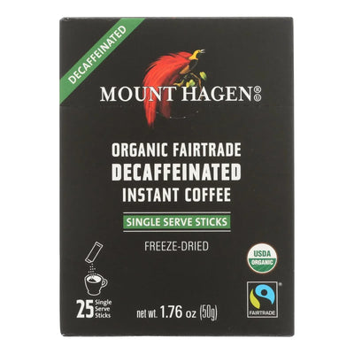 An image displaying Mount Hagen - Organic Fairtrade Decaffeinated Instant Coffee 25ct - Case Of 8 - 1.76 Ounce by Mount Hagen