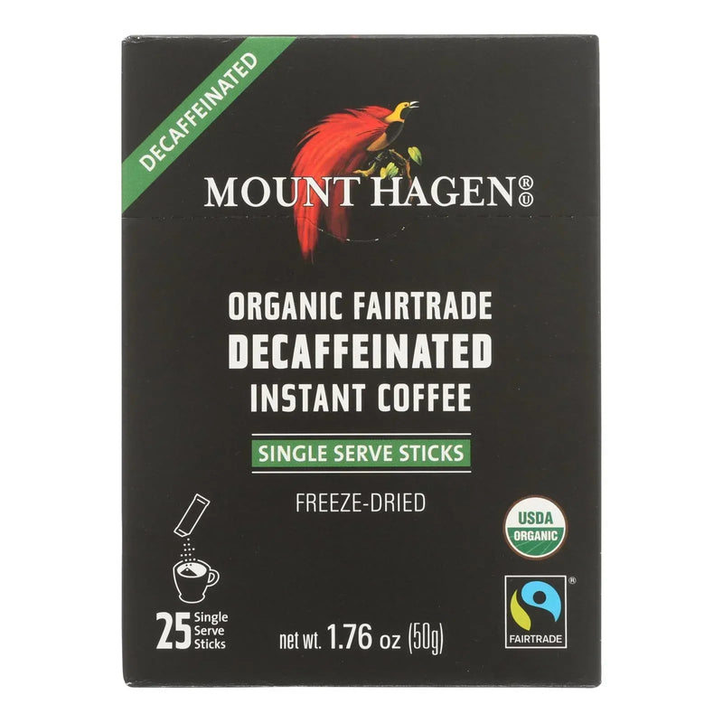 An image displaying Mount Hagen - Organic Fairtrade Decaffeinated Instant Coffee 25ct - Case Of 8 - 1.76 Ounce by Mount Hagen