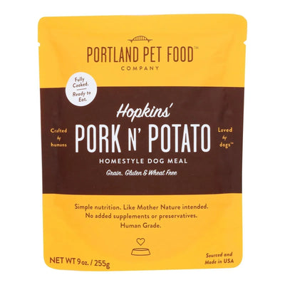 An image displaying Portland Pet Food Company - Dog Meal Homestyle Pork Potato - Case Of 8-9 Ounce by Portland Pet Food Company
