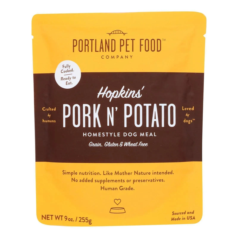 An image displaying Portland Pet Food Company - Dog Meal Homestyle Pork Potato - Case Of 8-9 Ounce by Portland Pet Food Company