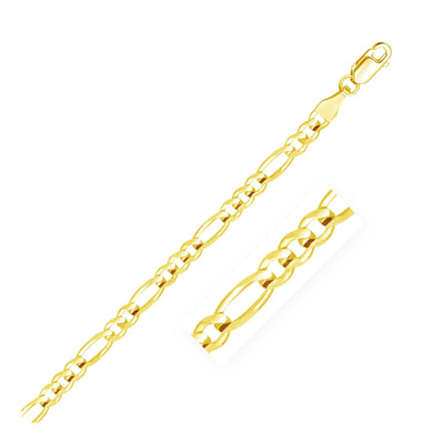 An image displaying 4.5mm 10k Yellow Gold Solid Figaro Bracelet by Orca Market