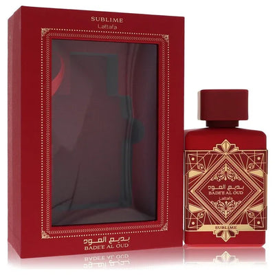 An image displaying Lattafa Badee Al Oud Sublime by Lattafa Eau De Parfum Spray 3.4 oz for Men by Lattafa