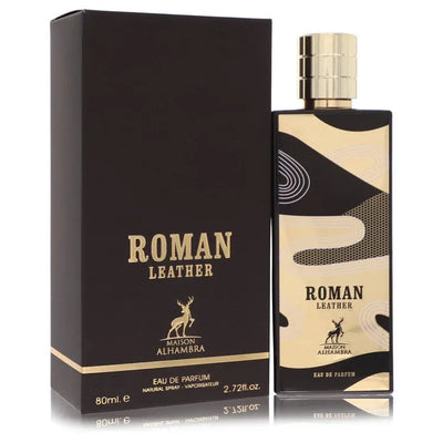 An image displaying Maison Alhambra Roman Leather by Maison Alhambra Eau De Parfum Spray 2.7 oz for Men by Maison Alhambra