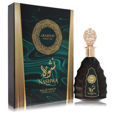 An image displaying Arabiyat Prestige Nashwa Noir by Arabiyat Prestige Eau De Parfum Spray 3.4 oz for Men by Arabiyat Prestige