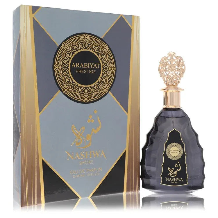 An image displaying Arabiyat Prestige Nashwa Smoke by Arabiyat Prestige Eau De Parfum Spray 3.4 oz for Men by Arabiyat Prestige