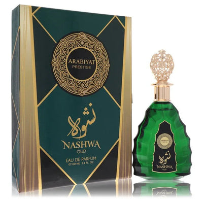 An image displaying Arabiyat Prestige Nashwa Oud by Arabiyat Prestige Eau De Parfum Spray 3.4 oz for Men by Arabiyat Prestige