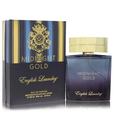 An image displaying English Laundry Midnight Gold by English Laundry Eau De Parfum Spray 3.4 oz for Men by English Laundry