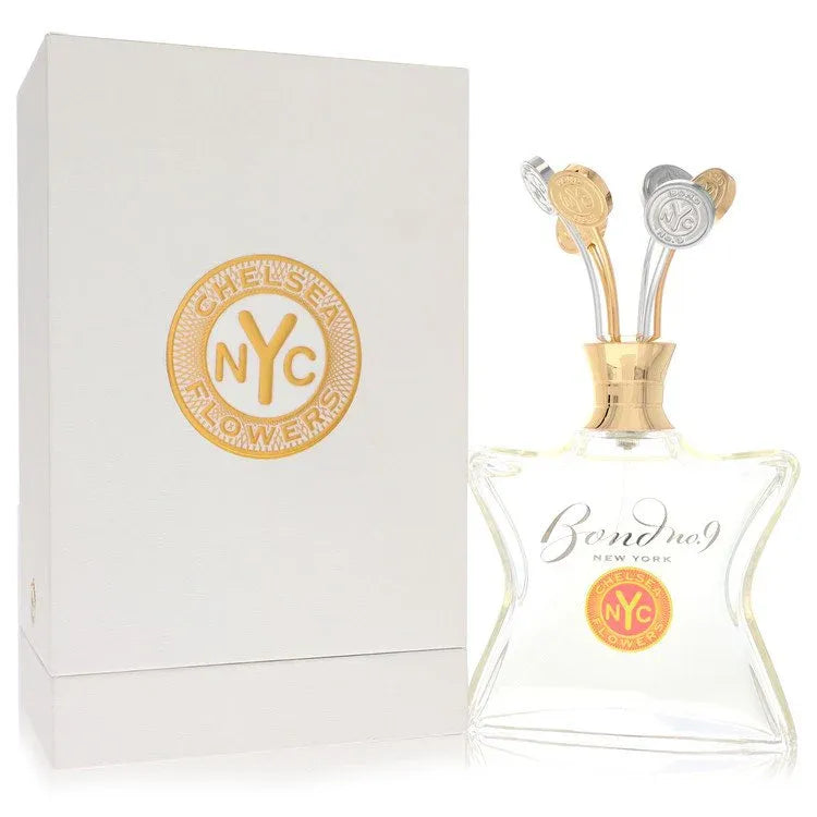 An image displaying Chelsea Flowers by Bond No. 9 Eau De Parfum Spray with Anniversary Cap 3.3 oz for Women by Bond No. 9