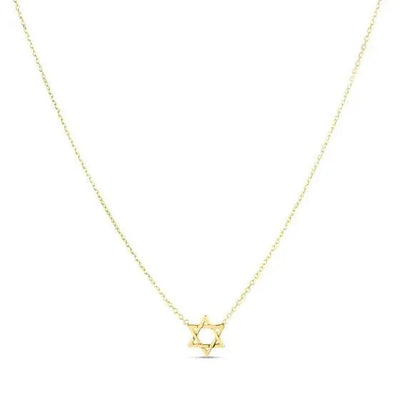 An image displaying 14k Yellow Gold Star of David Necklace by Orca Market