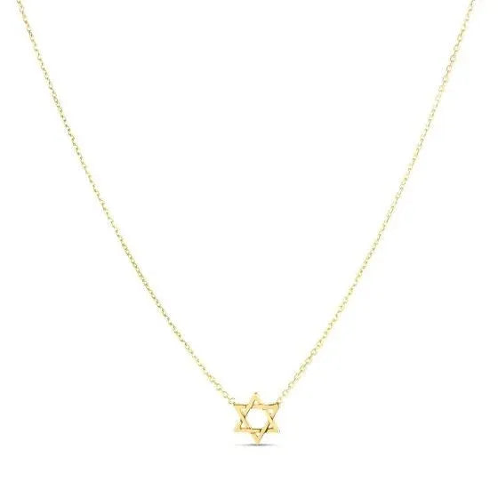An image displaying 14k Yellow Gold Star of David Necklace by Orca Market