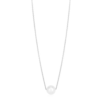 An image displaying 14k White Gold Pearl Solitaire Necklace by Orca Market