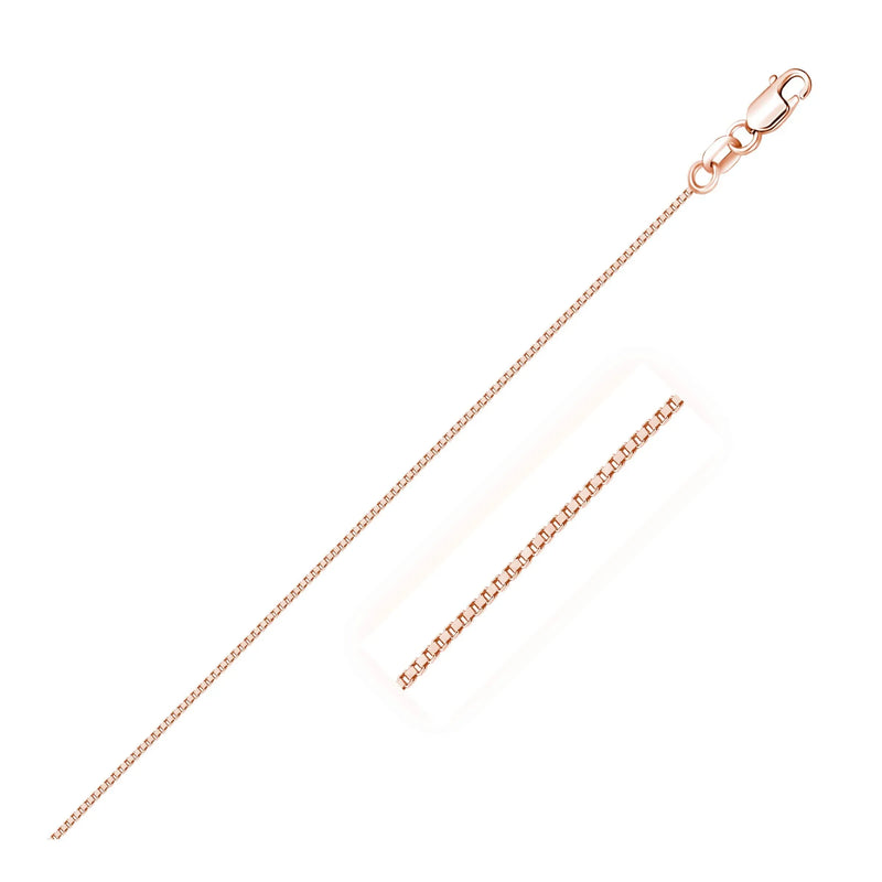 An image displaying 18k Rose Gold Classic Box Chain 0.6mm by Orca Market