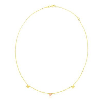 An image displaying 14k Yellow and Rose Gold Mom Necklace by Orca Market