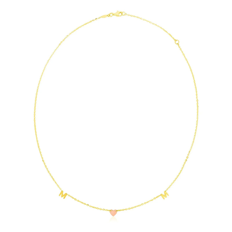 An image displaying 14k Yellow and Rose Gold Mom Necklace by Orca Market