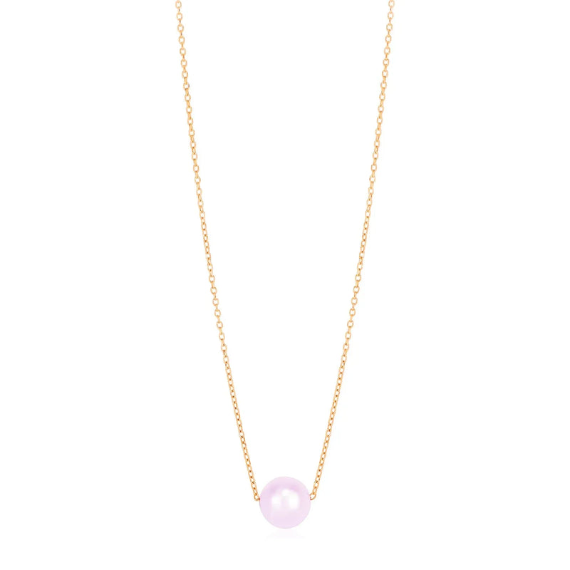 An image displaying 14k Rose Gold Pearl Solitaire Necklace by Orca Market