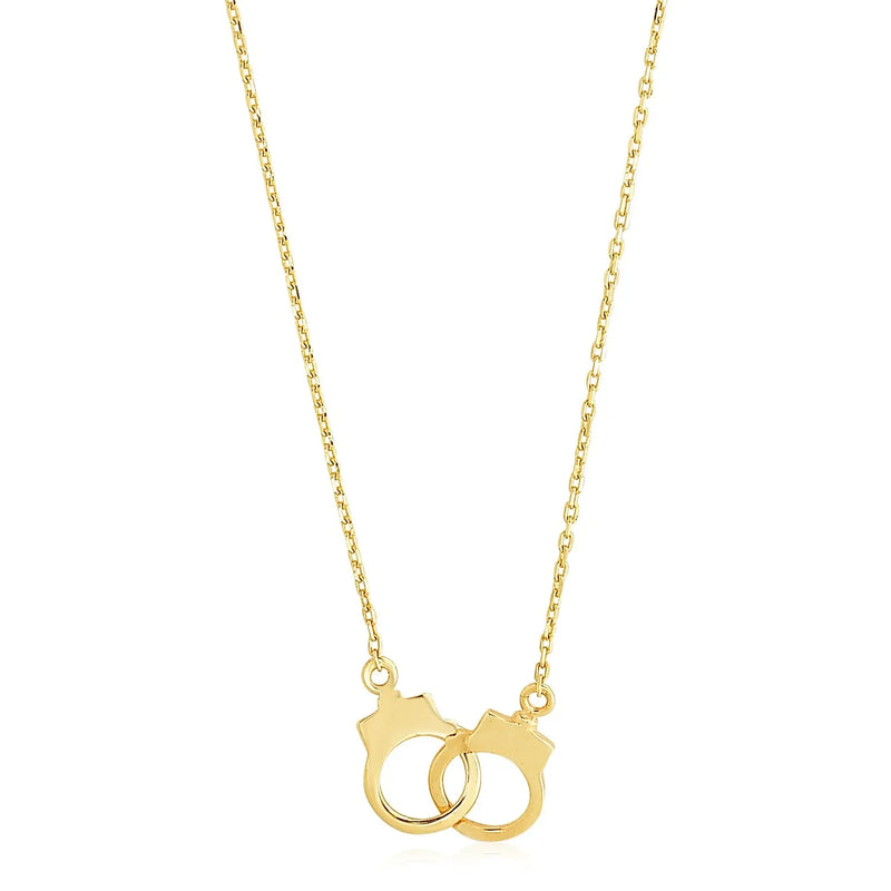 An image displaying 14k Yellow Gold High Polish Handcuff Necklace by Orca Market