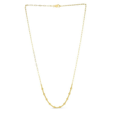An image displaying 14k Yellow Gold Bead Paperclip Necklace by Orca Market
