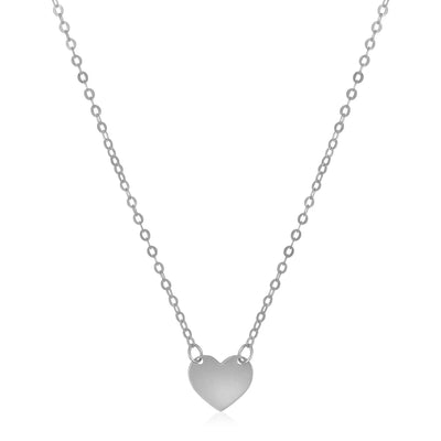 An image displaying 14k White Gold Polished Mini Heart Necklace by Orca Market