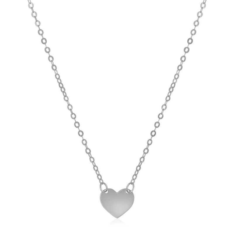An image displaying 14k White Gold Polished Mini Heart Necklace by Orca Market