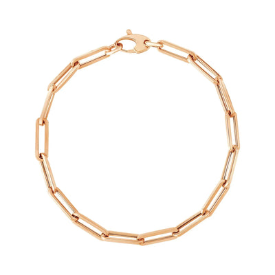 An image displaying 14K Rose Gold Bold Paperclip Chain Bracelet by Orca Market
