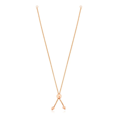An image displaying 10k Rose Gold 8 inch Adjustable Friendship Bracelet Chain with Ball Slide by Orca Market