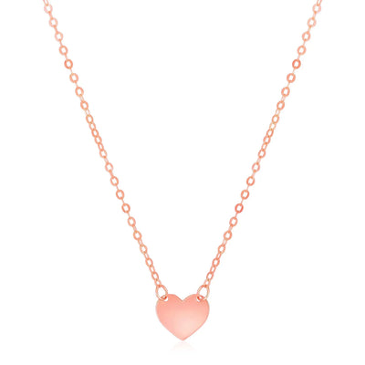An image displaying 14k Rose Gold Polished Mini Heart Necklace by Orca Market