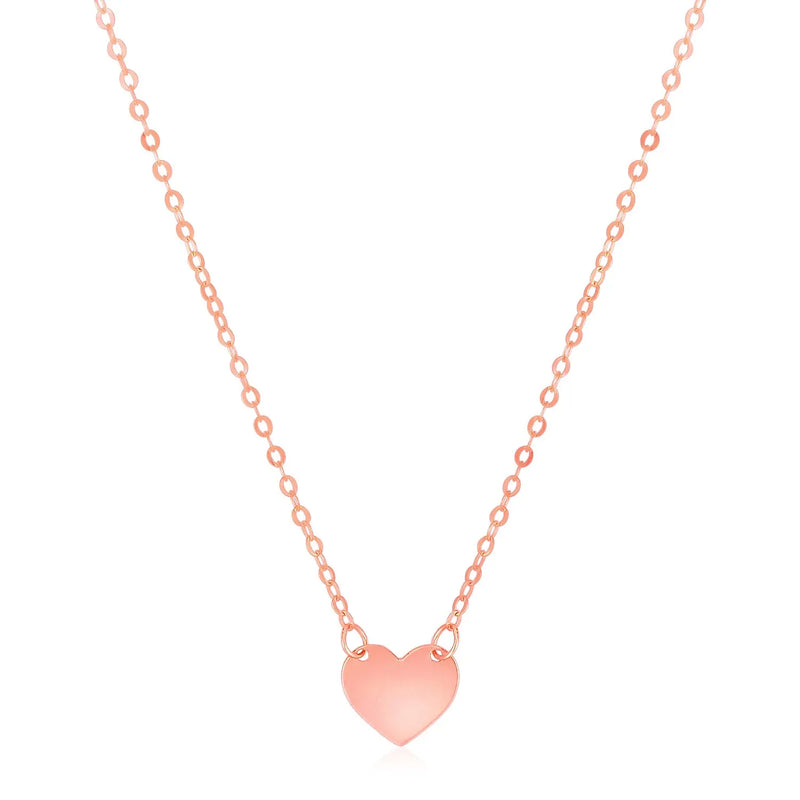 An image displaying 14k Rose Gold Polished Mini Heart Necklace by Orca Market