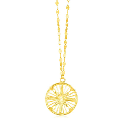 An image displaying 14k Yellow Gold Necklace with Compass Pendant by Orca Market