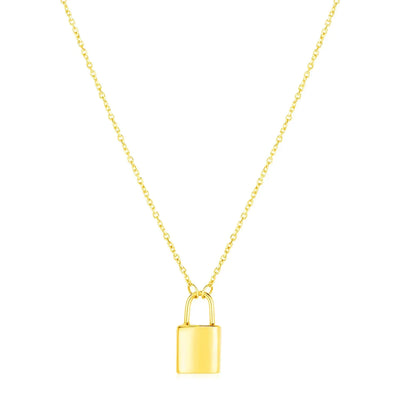 An image displaying 14k Yellow Gold Padlock Necklace by Orca Market