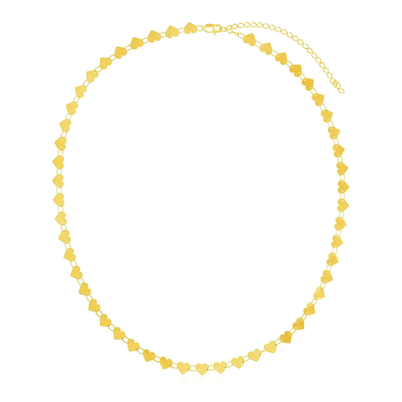 An image displaying 14k Yellow Gold Mirrored Heart Chain Necklace by Orca Market