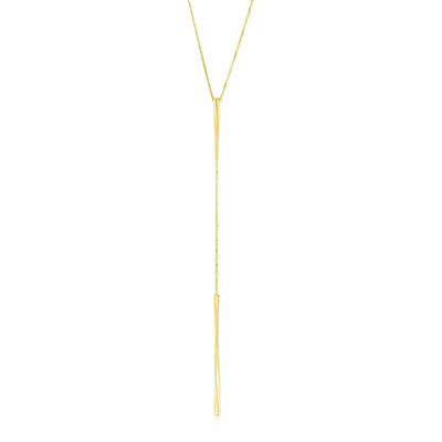 An image displaying 14k Yellow Gold Lariat Necklace with Polished Twisted Bars by Orca Market