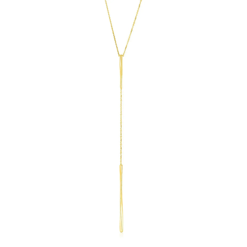 An image displaying 14k Yellow Gold Lariat Necklace with Polished Twisted Bars by Orca Market