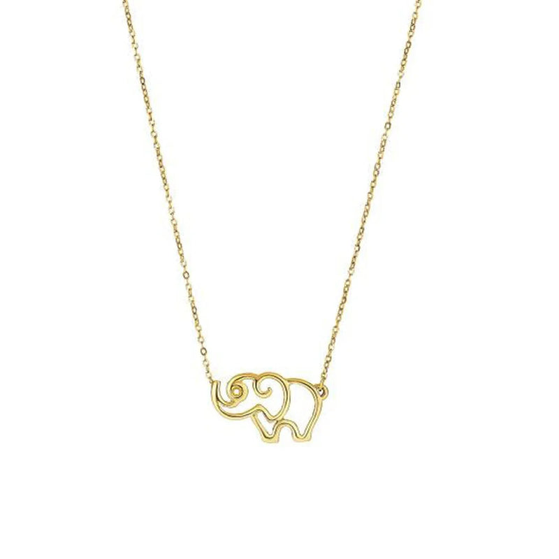 An image displaying 14k Yellow Gold Elephant Necklace by Orca Market