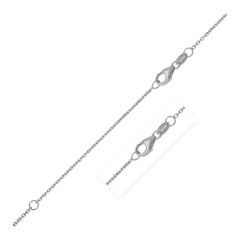 An image displaying Double Extendable Diamond Cut Cable Chain in 10k White Gold (0.87mm) by Orca Market